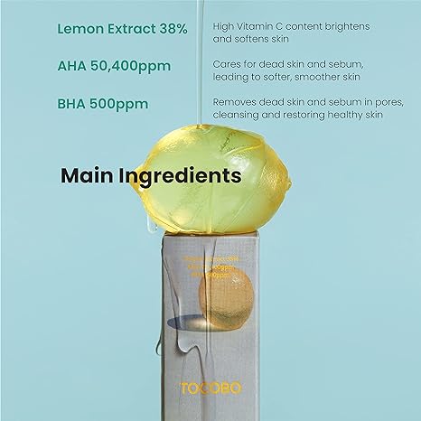 Tocobo AHA BHA Lemon Toner Lemon Extract 38% AHA 50, 400ppm BHA 500ppm - original Korean