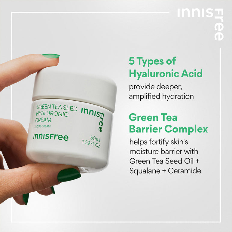 innisfree - Green Tea Seed Hyaluronic Cream Hydrate + Glow
