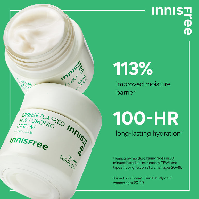 innisfree - Green Tea Seed Hyaluronic Cream Hydrate + Glow