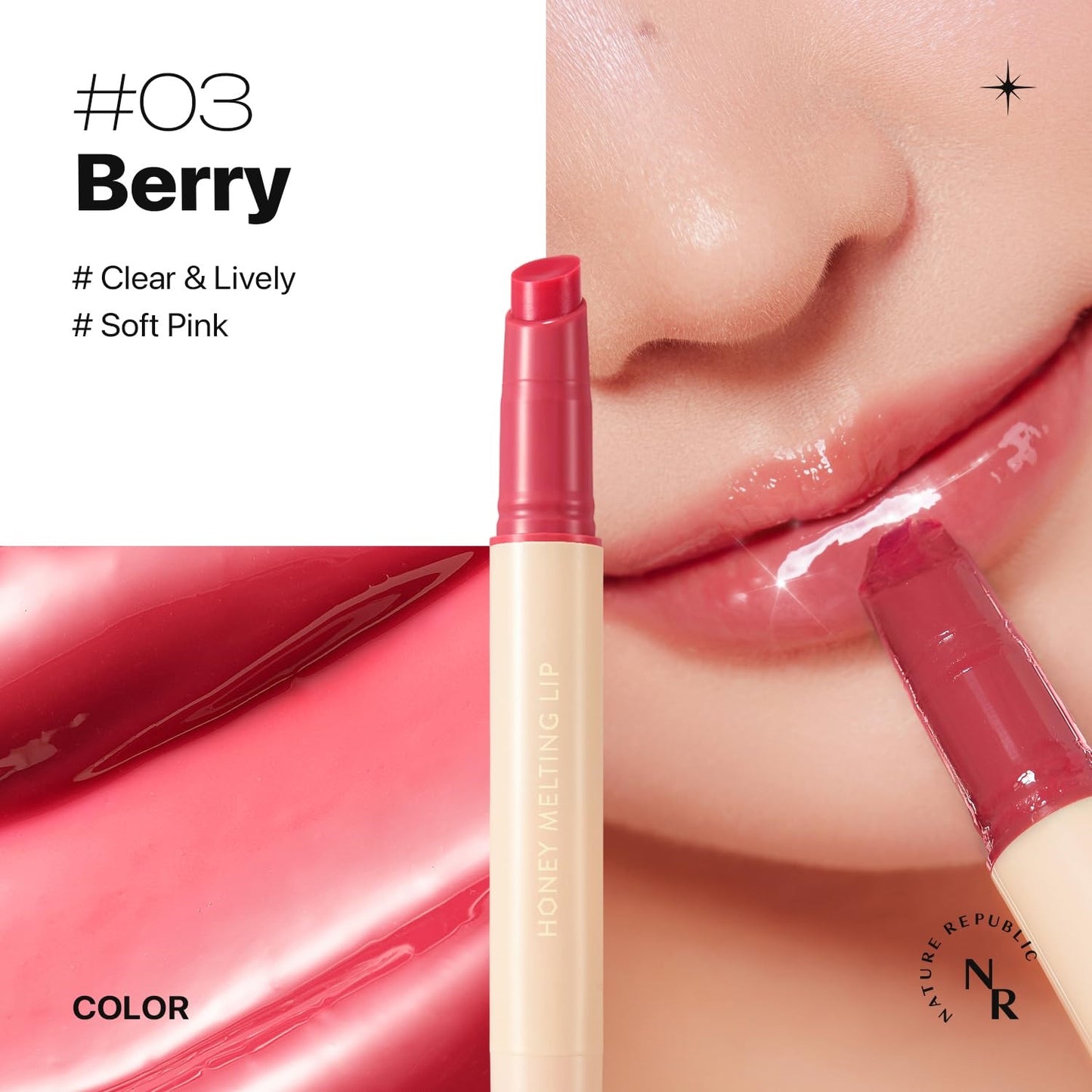 NATURE REPUBLIC - Honey Melting Lip - Berry - Original Korean